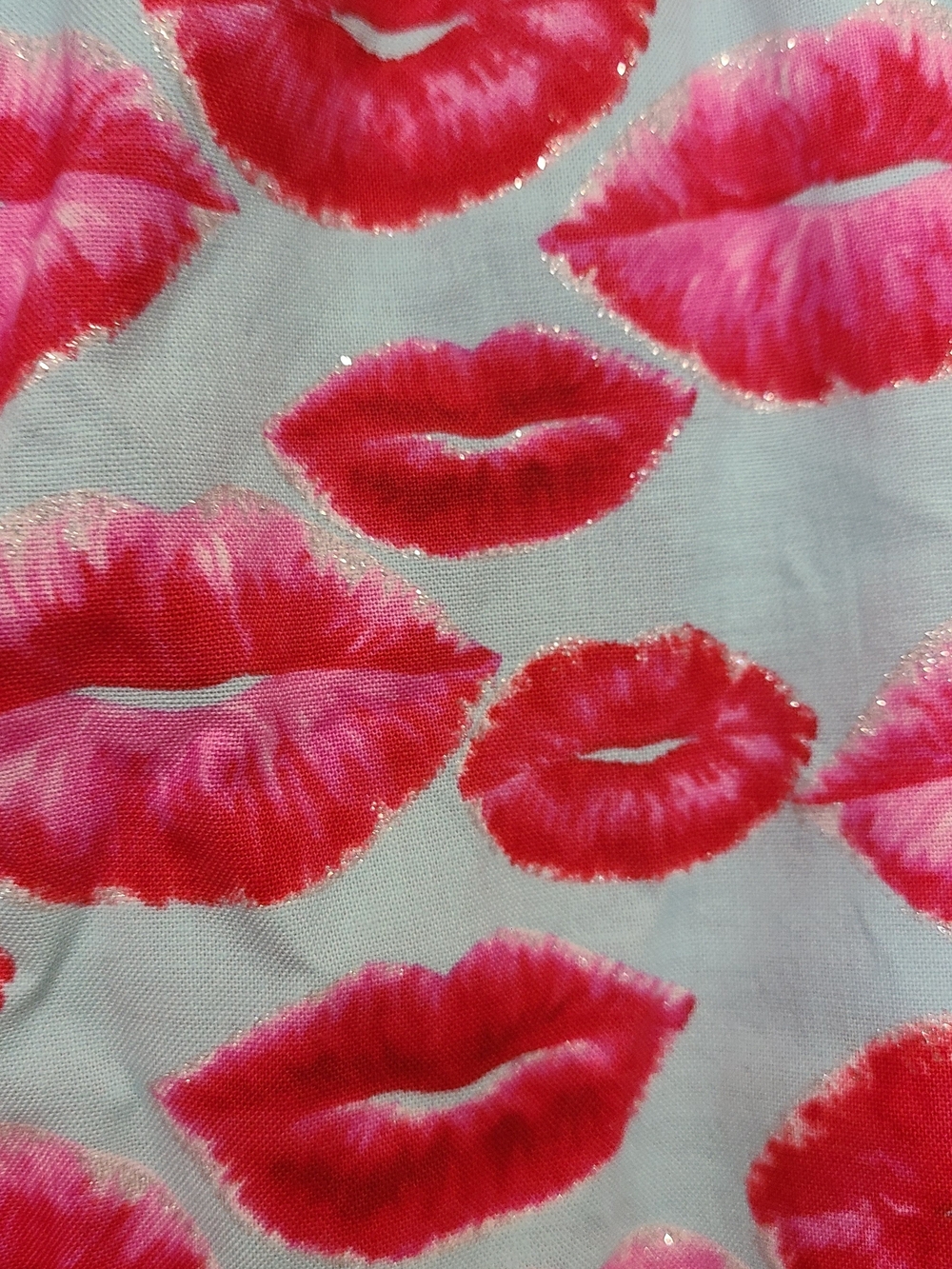 Retrolicious Pink & Red Lip Print Circle Skirt on Light Blue - Picture 4 of 5
